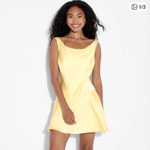 Wild Fable Yellow Satin Sheath Dress